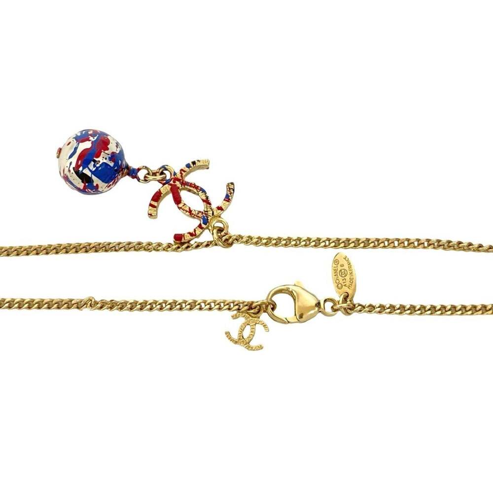 CHANEL Authentic Blue Pearl Logo Necklace - Picture 3 of 4